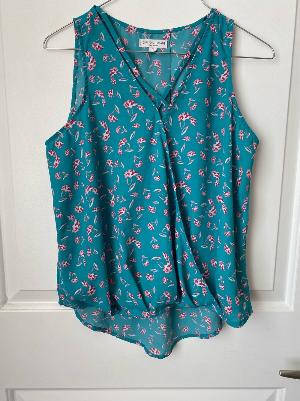 Grayson Threads Teal Floral Sleeveless V-Neck Camisole
